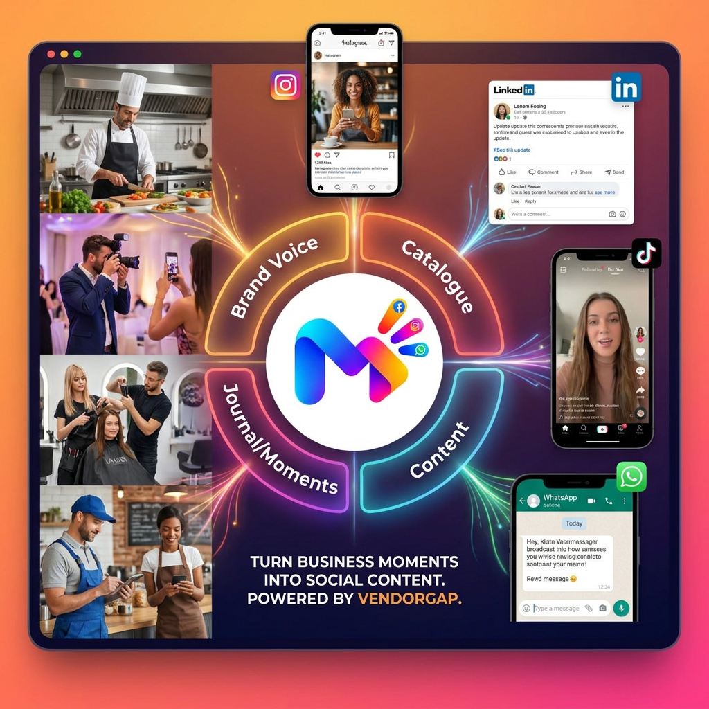Generate image to show the usefulness of this plarform product moment



Moments
powered by VendorGap
The system
Examples
Pricing
Blog
FAQ

Open studio
A content engine for creators, teams, brands and
